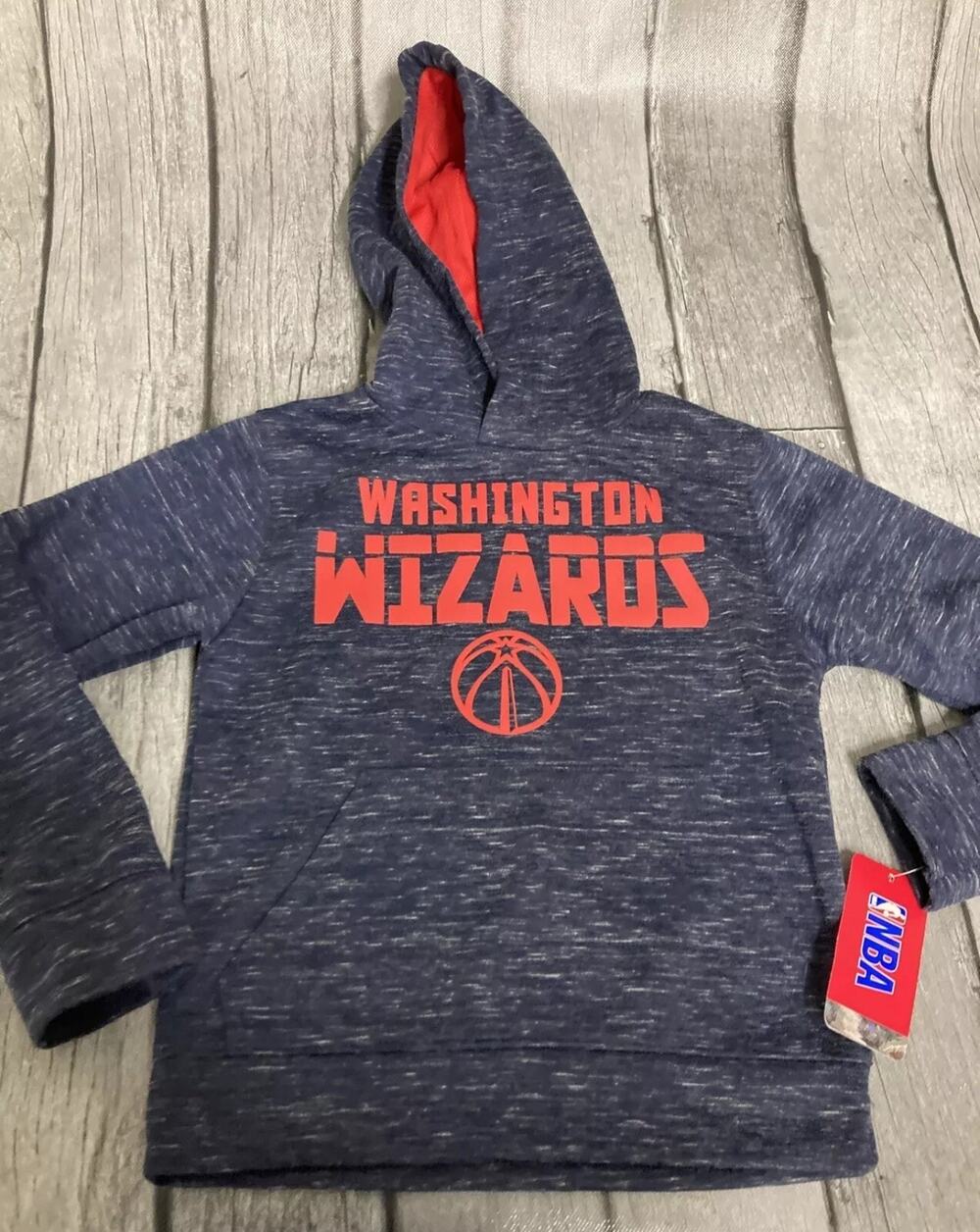 NWT Boys NBA Apparel Washington Wizards Navy Hooded Sweatshirt Size XS 4/5